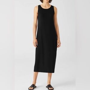 EILEEN FISHER Viscose-Jersey Scoop-Neck Long Dress black capsule modest